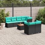 vidaXL 8-delige Loungeset met kussens poly rattan zwart, Verzenden, Loungeset
