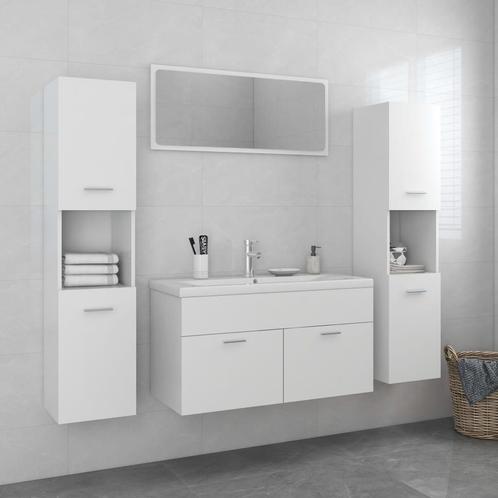 vidaXL Badkamermeubelset bewerkt hout wit, Huis en Inrichting, Badkamer | Badkamermeubels, Nieuw, Verzenden