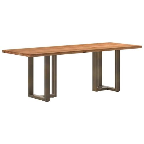 vidaXL Eettafel rechthoekig 220x80x74 cm massief eikenhout, Huis en Inrichting, Tafels | Eettafels, Nieuw, Verzenden