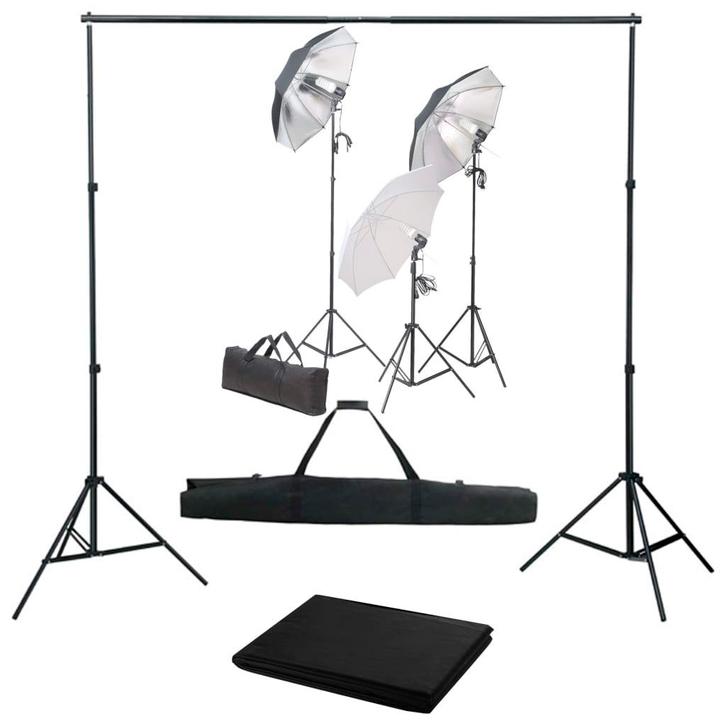 vidaXL Fotostudioset met verlichtingsset en achtergrond, TV, Hi-fi & Vidéo, Photo | Studio photo & Accessoires, Envoi