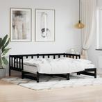 vidaXL Lit de jour avec lit gigogne noir 80x200 cm bois, Maison & Meubles, Neuf, Verzenden