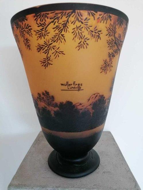 Freres Muller Luneville - Vaas - Verre pâte, Antiek en Kunst, Antiek | Glaswerk en Kristal
