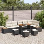 vidaXL Tuinbank Set met kussen 10 pcs Zwart Poly rattan, Tuin en Terras, Tuinsets en Loungesets, Verzenden, Nieuw