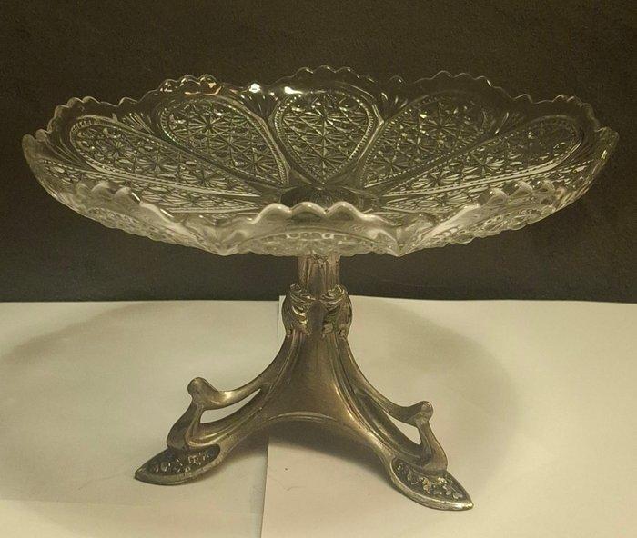 Val Saint Lambert - Fruitschaal - Glas, Metaal - Antiek, Antiek en Kunst, Antiek | Meubels | Tafels