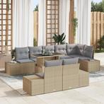 vidaXL 9-delige tuinbankset met beige kussens van poly, Tuin en Terras, Verzenden, Nieuw