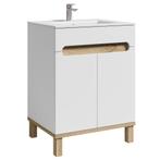 Badplaats Badkamermeubel Otero 60cm - Hoogglans Wit / Eiken, Verzenden, Nieuw