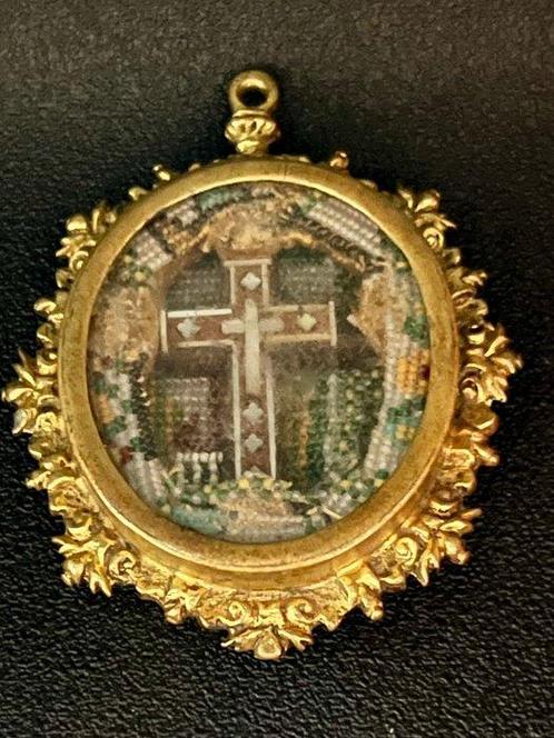 Reliekhouder - Glas, Messing, Textiel, parelmoer - 1650-1700, Antiek en Kunst, Kunst | Niet-Westerse kunst