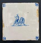 Tegel - Antieke Delfts blauwe tegel met acrobatiek,