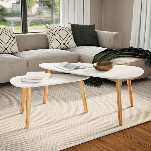 vidaXL 2-delige Salontafelset massief grenenhout wit, Huis en Inrichting, Tafels | Salontafels, Nieuw, Verzenden