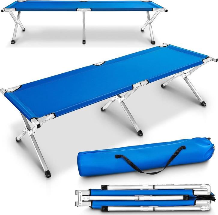 Veldbed - 1 Persoons - Kampeerbed - Stretcher - Blauw - TRES, Caravans en Kamperen, Kampeermeubelen, Nieuw, Verzenden