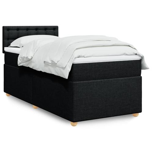 vidaXL Boxspring met matras stof zwart Single (alleen AU), Huis en Inrichting, Slaapkamer | Bedden, Nieuw, Verzenden