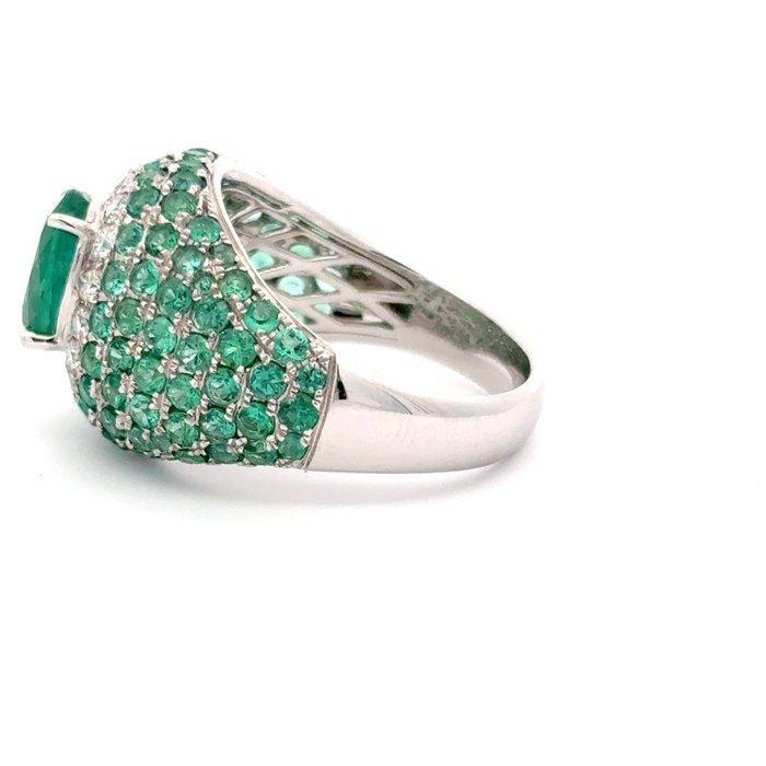 Zonder minimumprijs - Ring - 18 karaat Witgoud Smaragd -, Bijoux, Sacs & Beauté, Bagues