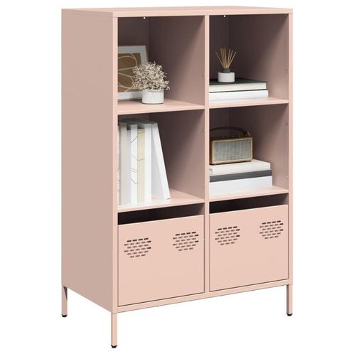 vidaXL Hoge kast 68x39x103,5 cm staal roze, Huis en Inrichting, Kasten | Dressoirs, Nieuw, Verzenden