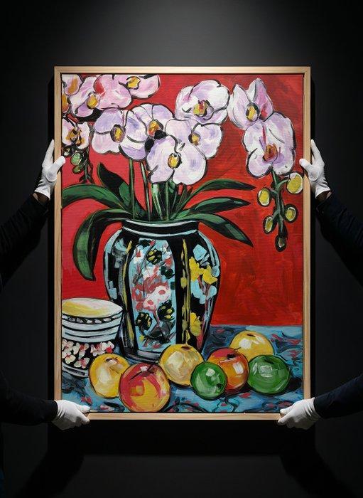 E. García - FRUTAS Y ORQUÍDEAS XL (NO RESERVE), Antiquités & Art, Art | Peinture | Moderne