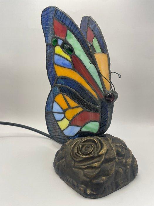 Tafellamp - Glas-in-lood - Lamp met glas-in-lood vlinder, Antiek en Kunst, Curiosa en Brocante