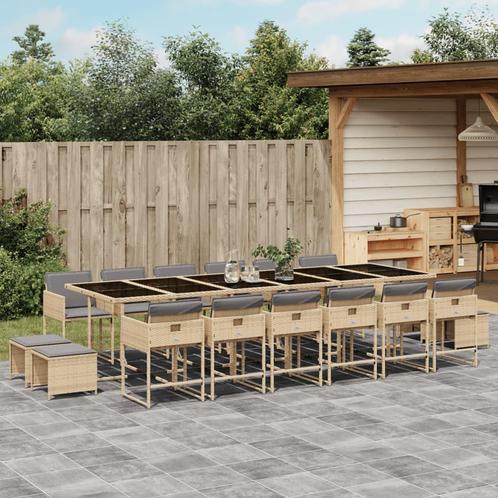 vidaXL Ensemble à manger de jardin et coussins 17 pcs, Jardin & Terrasse, Ensembles de jardin, Neuf, Envoi