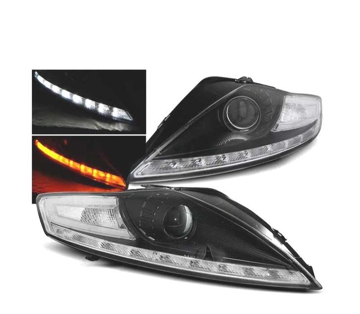 PHARES POUR FORD MONDEO MK4 07-10 DAYLIGHT + CLIGNOTANT LED, Auto-onderdelen, Verlichting, Verzenden