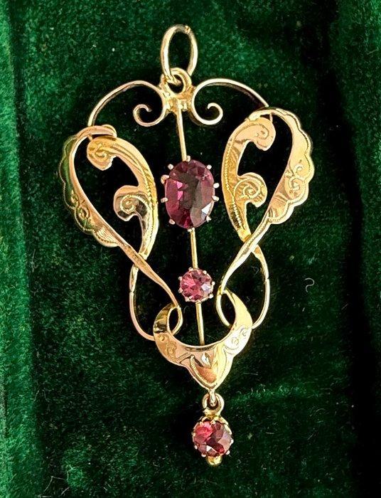Hanger - 9 kt. Geel goud - 9ct Art Nouveau lavaliere, Handtassen en Accessoires, Antieke sieraden