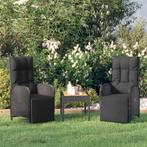 vidaXL Tuinstoelen 2 st verstelbaar met tafel poly rattan, Tuin en Terras, Tuinstoelen, Verzenden, Nieuw