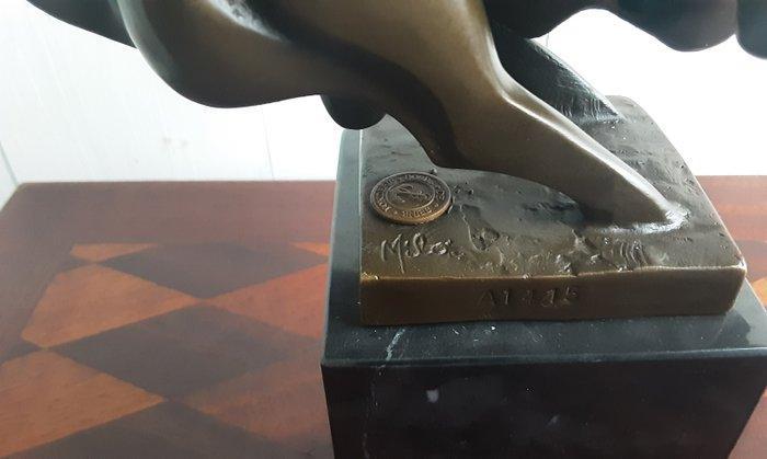 Beeld, Milo - 19 cm - brons marmer, Antiquités & Art, Curiosités & Brocante