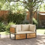 vidaXL 2-delige Loungeset met kussens massief acaciahout, Verzenden, Nieuw, Loungeset