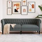 vidaXL Canapé Chesterfield 3 places gris foncé tissu, Huis en Inrichting, Verzenden