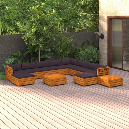 vidaXL Salon de jardin 12 pcs avec coussins Bois, Jardin & Terrasse, Ensembles de jardin, Salons de jardin, Neuf, Envoi