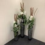 Complete sets van 3 vazen met kunstplant in een stenen vaas, Gebruikt, Bureau
