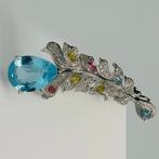 Zonder minimumprijs - Broche 925 zilver met natuurlijke