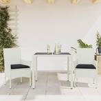 vidaXL 3-delige Tuinset met kussens poly rattan en glas, Tuin en Terras, Verzenden, Nieuw, Tuinset