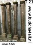 Antieke pilaren van teakhout - zuil / steunpilaar / sierzuil