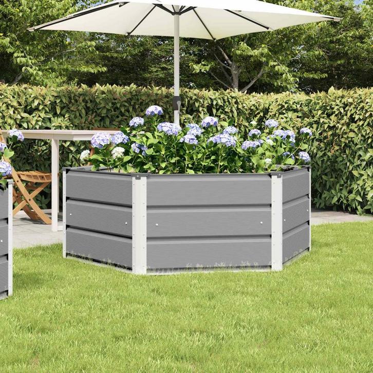 vidaXL Plantenbak Lichtgrijs 129 x 129 x 45 cm Staal, Jardin & Terrasse, Pots de fleurs, Envoi