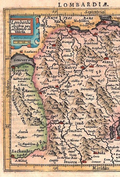 Italië - Lombardije, Alpen, Zwitserland; J. Hondius /, Boeken, Atlassen en Landkaarten
