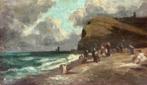 Jules Achille Noel (1815-1881) - Animated Coastal view in, Antiquités & Art