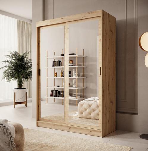 Kledingkast eiken - 150cm spiegel - Kleerkast schuifdeuren, Huis en Inrichting, Kasten | Overige, Nieuw, Verzenden