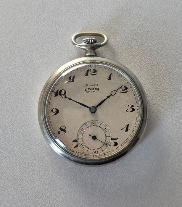 Union - Zakhorloge - Union Zwarts Ancre - 1900-1949, Handtassen en Accessoires, Horloges | Heren