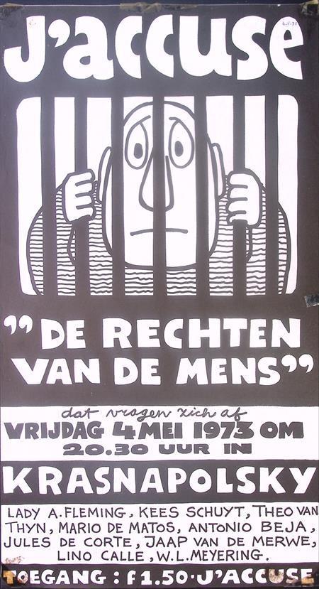 Meeting bij het Krasnapolsky over mensen rechten op poster, Verzamelen, Posters, Nieuw, Overige onderwerpen, Met lijst, Verzenden