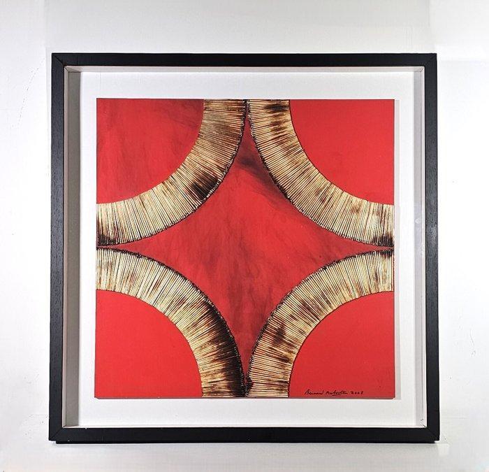 Bernard Aubertin (1934-2015) - Dessin de Feu sur Table Rouge, Antiek en Kunst, Kunst | Schilderijen | Modern