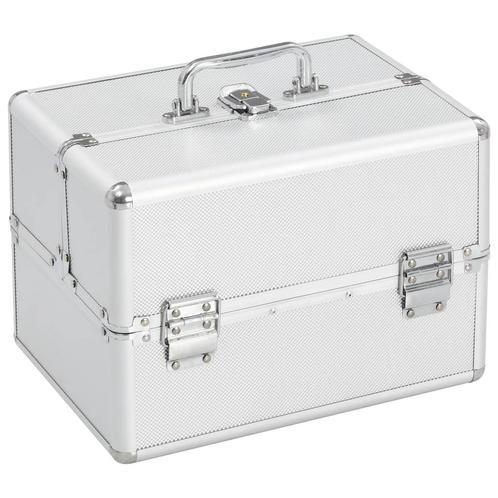 vidaXL Make-up koffer 22x30x21 cm aluminium zilverkleurig, Handtassen en Accessoires, Toilettassen, Nieuw, Verzenden