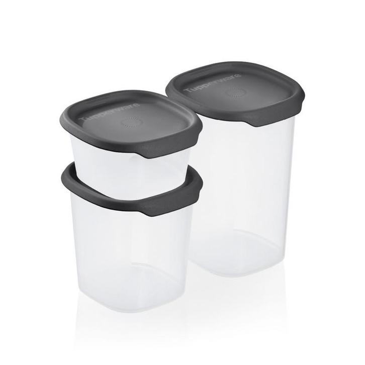 Tupperware Set One Touch Fresh Vierkant Zwart, Huis en Inrichting, Keuken | Tupperware, Nieuw, Verzenden