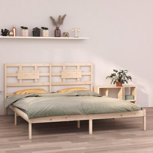 vidaXL Cadre de lit bois massif 180x200 cm super king, Maison & Meubles, Chambre à coucher | Lits, Neuf, Envoi