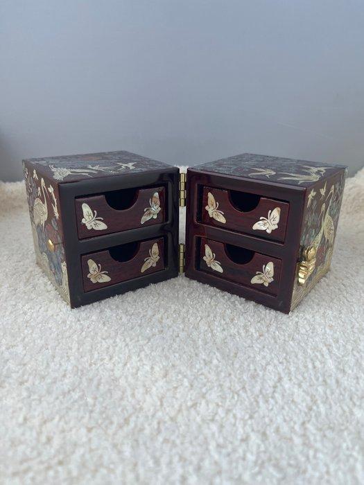 Sieradendoos - hout parelmoer, Antiek en Kunst, Curiosa en Brocante