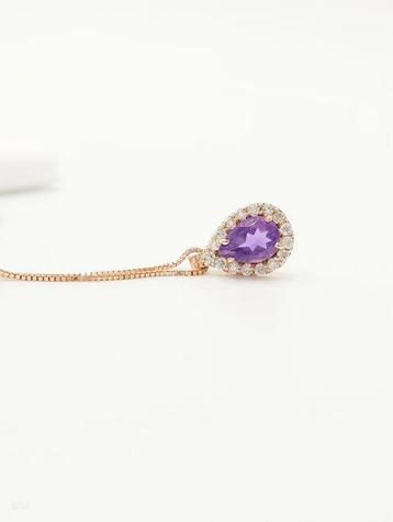 Sans Prix de Réserve - Collier - 14 carats Or rose Améthyste