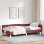 vidaXL Hoek Bed Frame Wijnrood 90 x 200 cm Stof en, Huis en Inrichting, Slaapkamer | Bedden, Verzenden, Nieuw