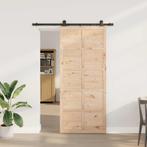 vidaXL Schuifdeur Bruin 80 x 208 cm Massief grenenhout, Doe-het-zelf en Bouw, Verzenden, Nieuw