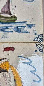 Antiek Tegel (2) - Paar veelkleurige Delftse tegels -, Antiek en Kunst