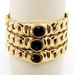Ring - 18 karaat Geel goud - 0.10ct. tw. Smaragd - Saffier, Handtassen en Accessoires, Ringen, Nieuw