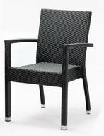 Kunststof rotan terrasstoel met armleuning zwart (per 4)