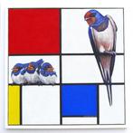 Jos Verheugen - Free after Mondrian, with Swallows (M730,, Antiek en Kunst, Kunst | Schilderijen | Modern