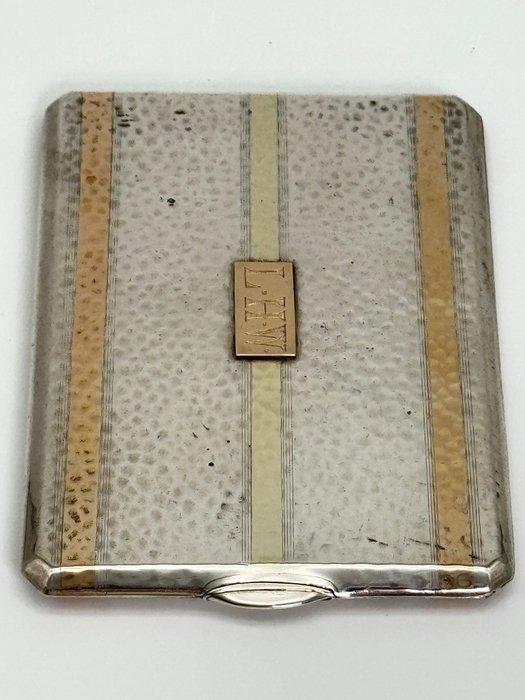 Sigarettendoos - .925 zilver, oro 14k - Zilveren en gouden, Antiek en Kunst, Antiek | Zilver en Goud